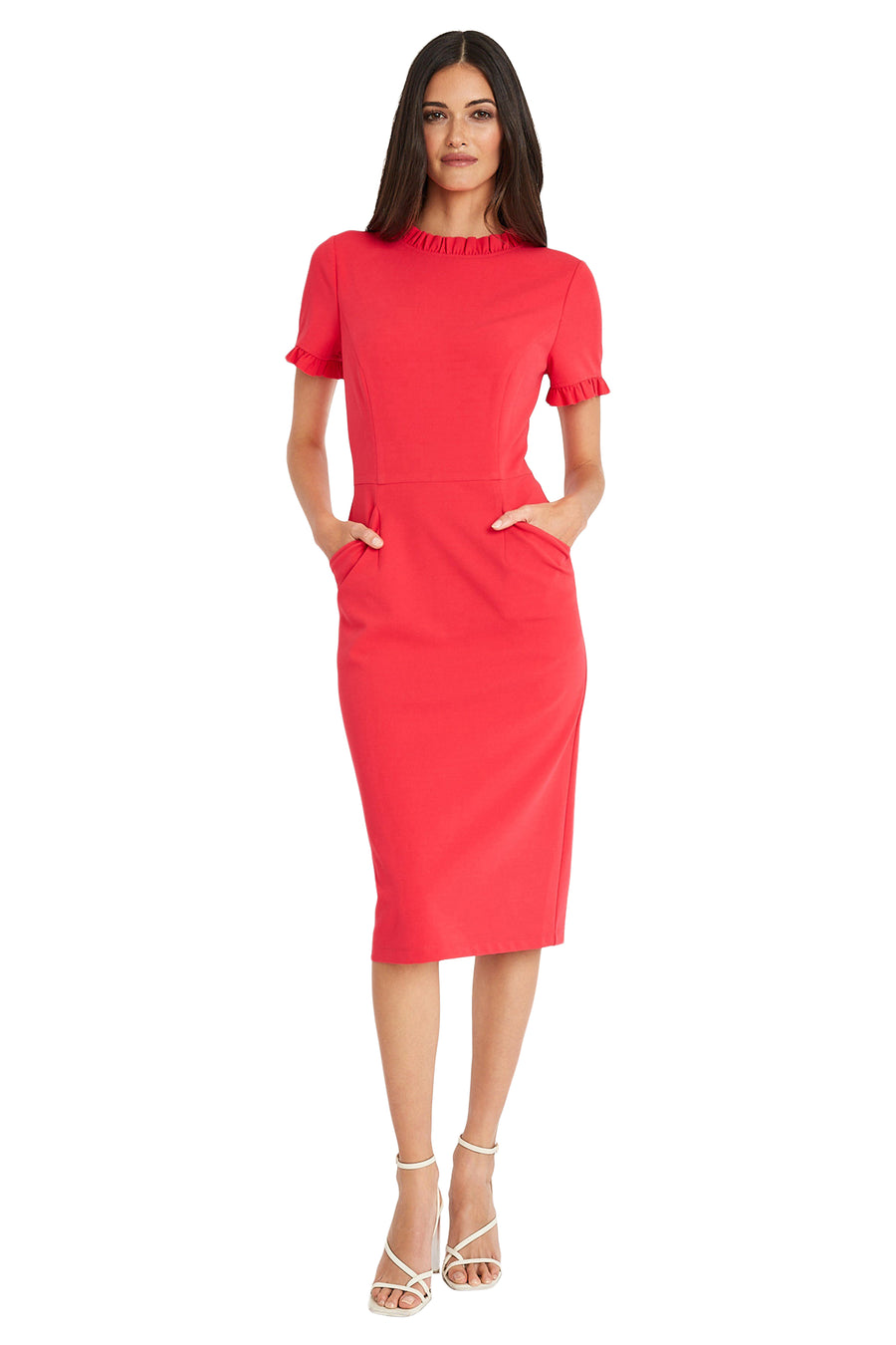 Maggy London Ruffle Sheath Dress Women's Dress Twilight Navy : 14 Maggy London Ruffle Sheath Dress Women's Dress Twilight Navy : 14