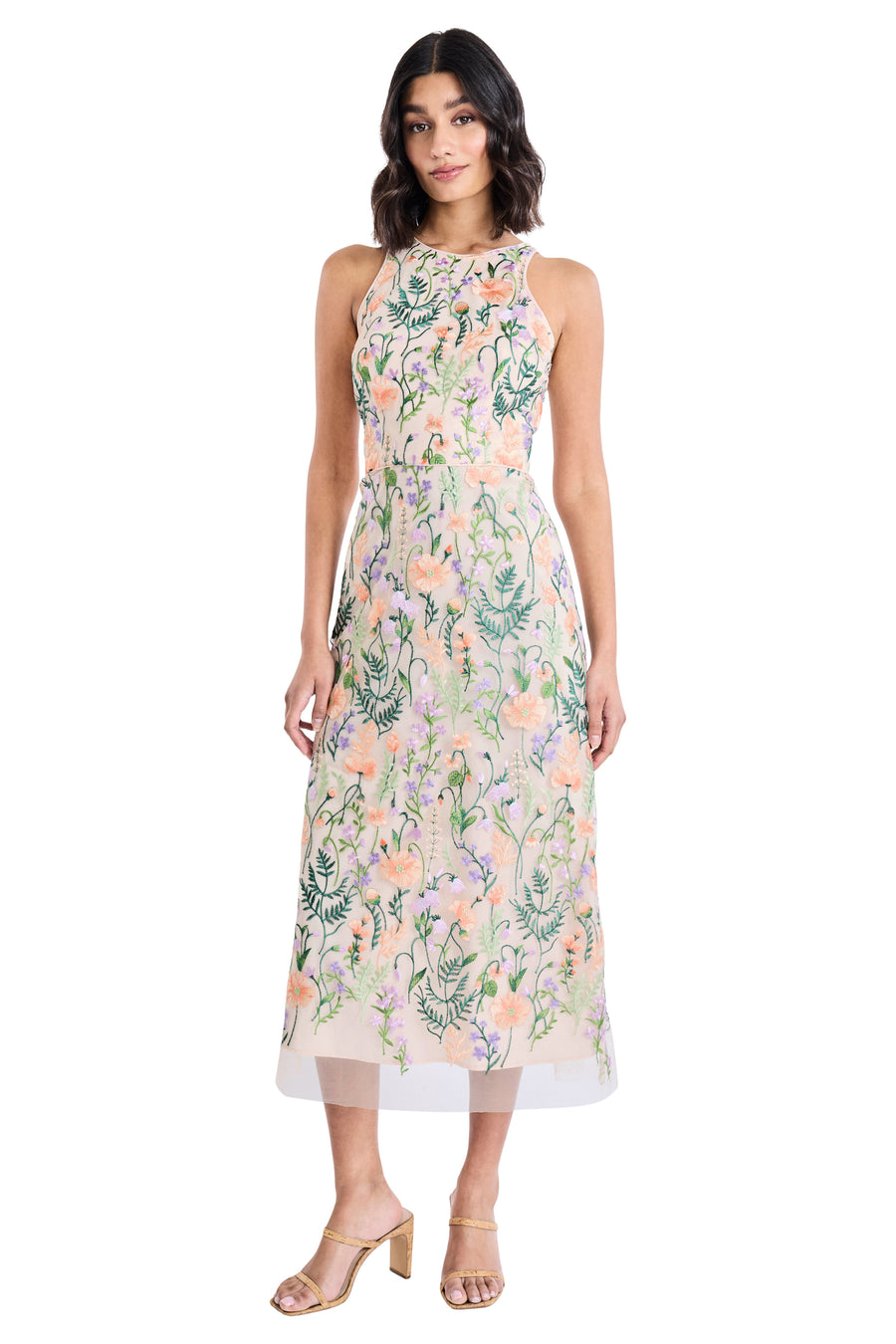 Maggy London Embroidered Halter Neck Midi Women's Dress Red/Pink : 6 Maggy London Embroidered Halter Neck Midi Women's Dress Red/Pink : 6