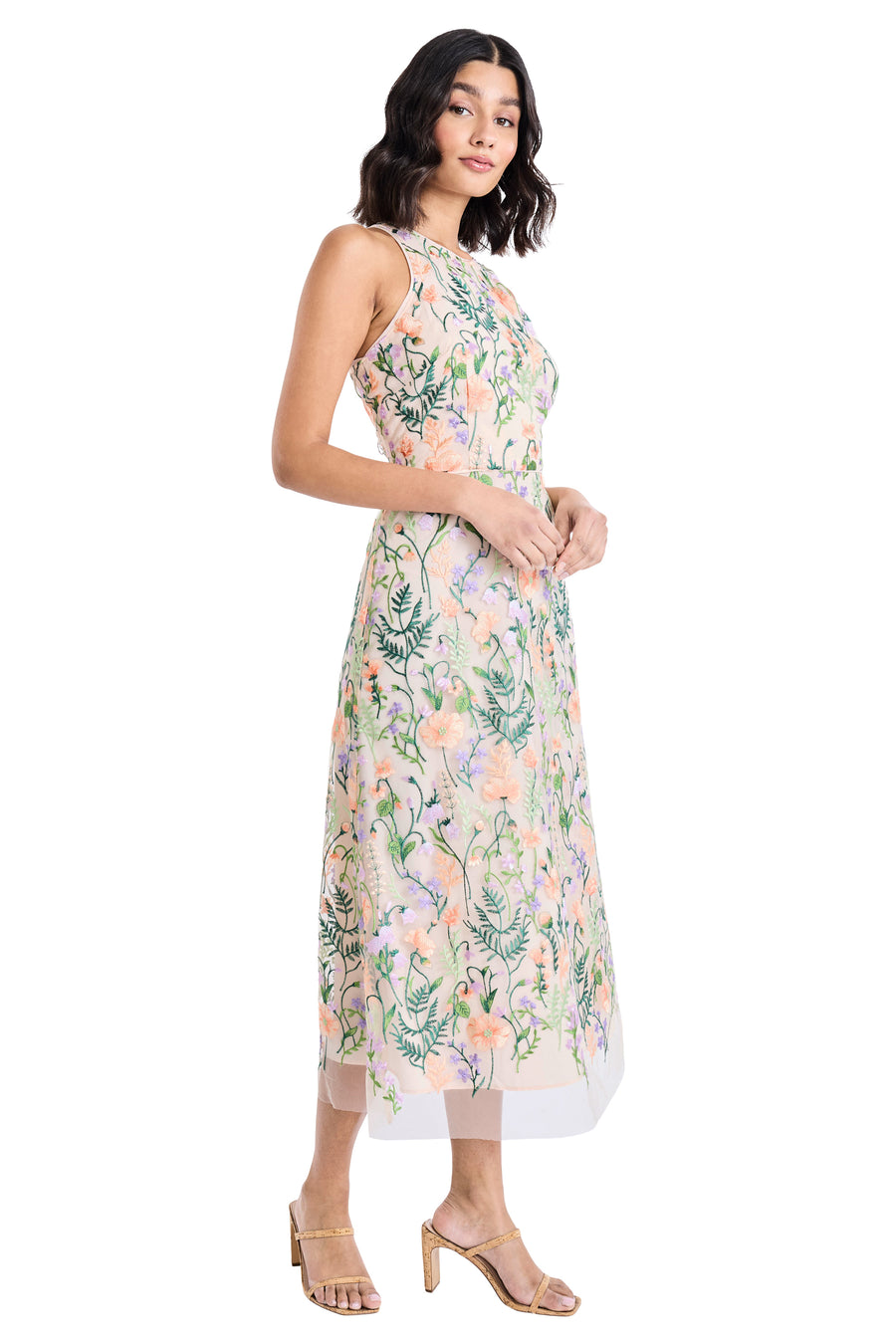 Maggy London Embroidered Halter Neck Midi Women's Dress Red/Pink : 6 Maggy London Embroidered Halter Neck Midi Women's Dress Red/Pink : 6