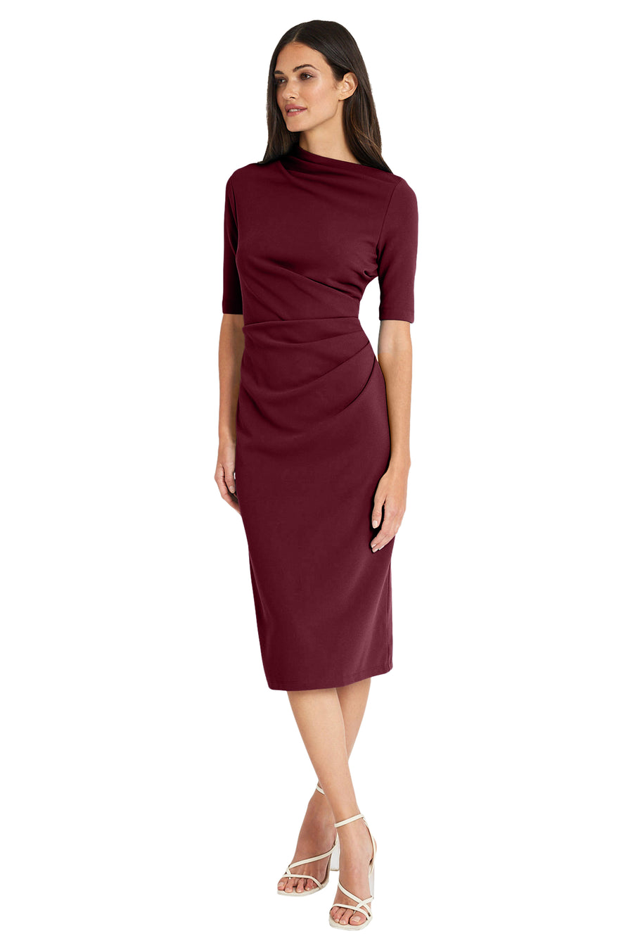 DRAPED MIDI SHEATH DRESS SHELL PINK / Standard / 4 DRAPED MIDI SHEATH DRESS SHELL PINK / Standard / 4