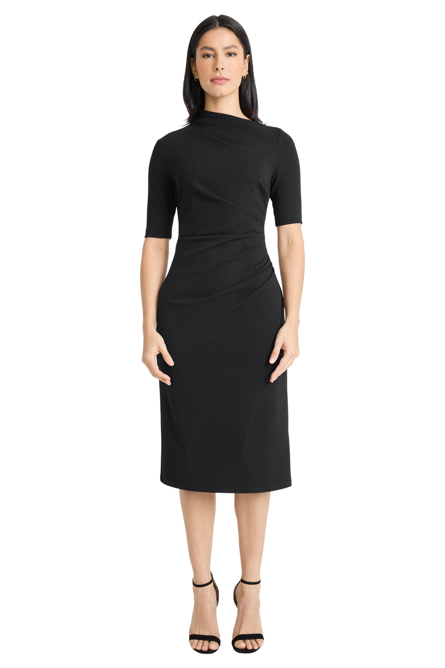 Draped Midi Sheath Dress Black / Standard / 12 Draped Midi Sheath Dress Black / Standard / 12