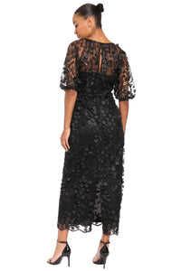 Marigold Dress Textured 3D Embroidered Midi