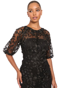 Marigold Dress Textured 3D Embroidered Midi
