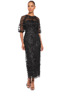 Marigold Dress Textured 3D Embroidered Midi