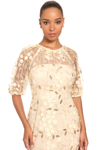 Marigold Dress Textured 3D Embroidered Midi