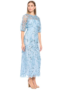 Marigold Dress Textured 3D Embroidered Midi