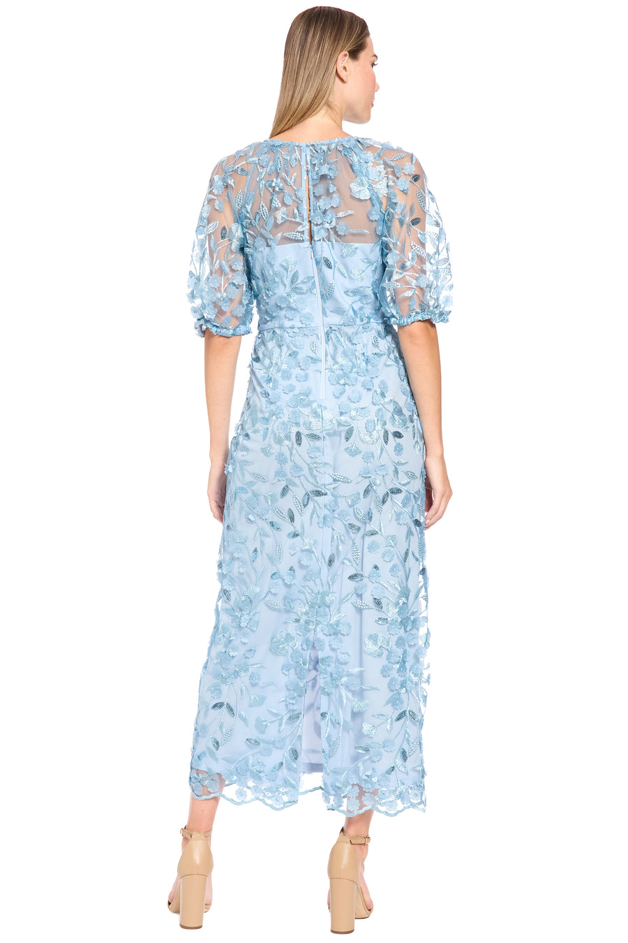Marigold Dress Textured 3D Embroidered Midi