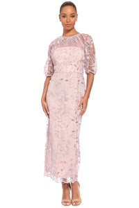 Marigold Dress Textured 3D Embroidered Midi
