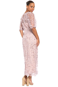 Marigold Dress Textured 3D Embroidered Midi