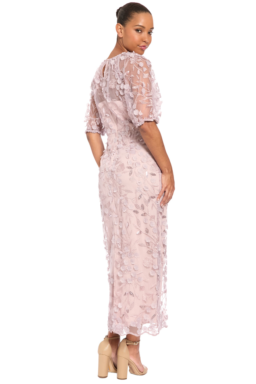 Marigold Dress Textured 3D Embroidered Midi