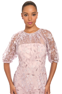 Marigold Dress Textured 3D Embroidered Midi