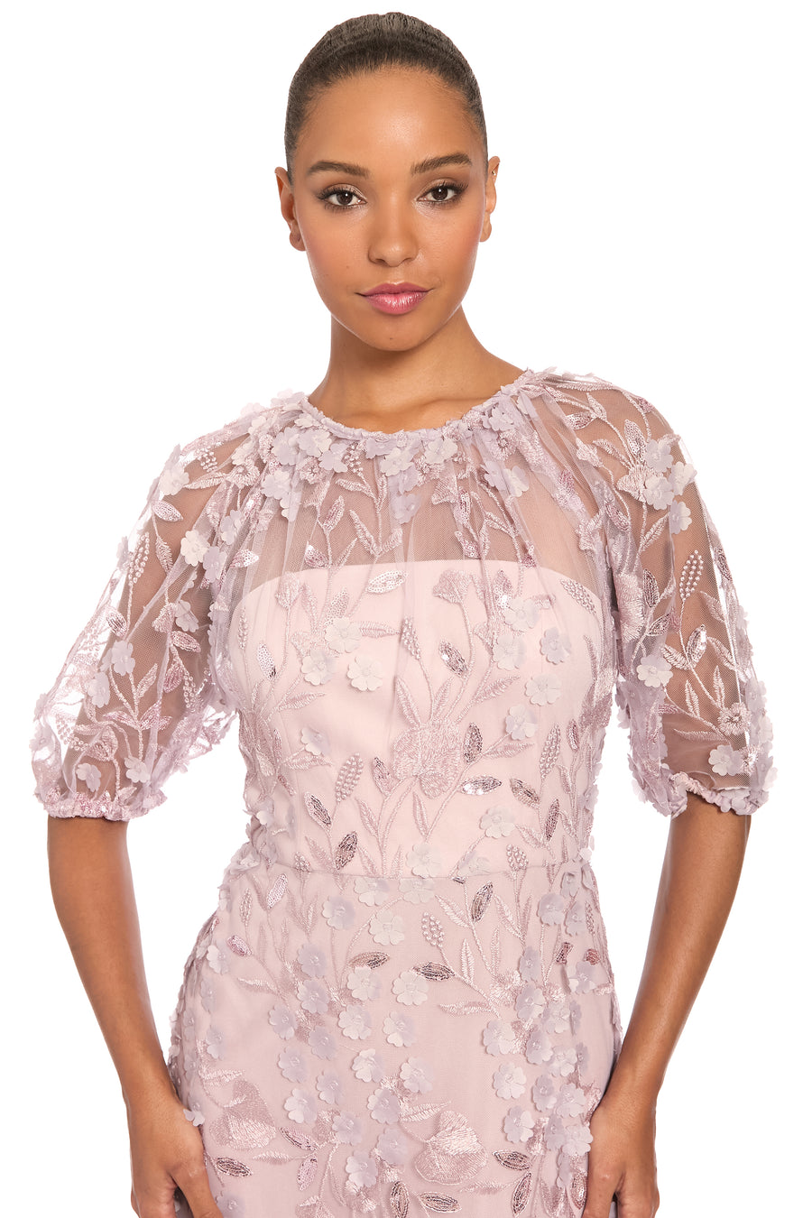 Marigold Dress Textured 3D Embroidered Midi