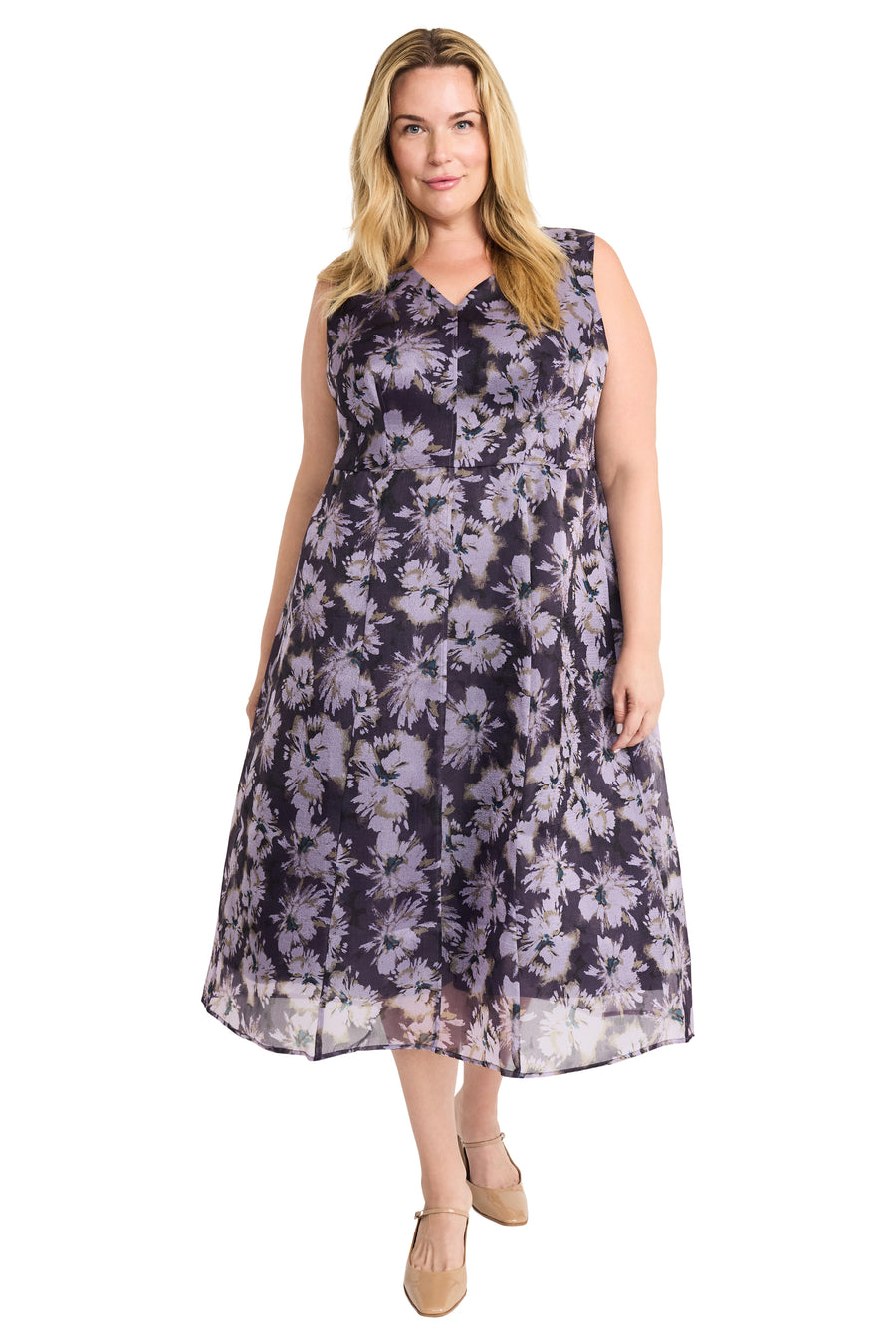 Milly Floral V-neck Midi Dress