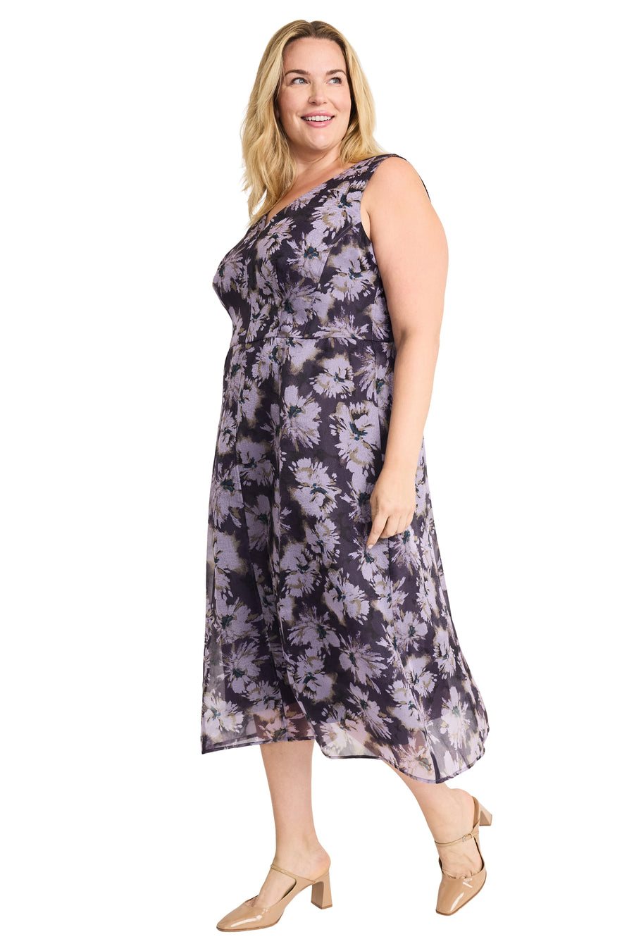 Milly Floral V-neck Midi Dress