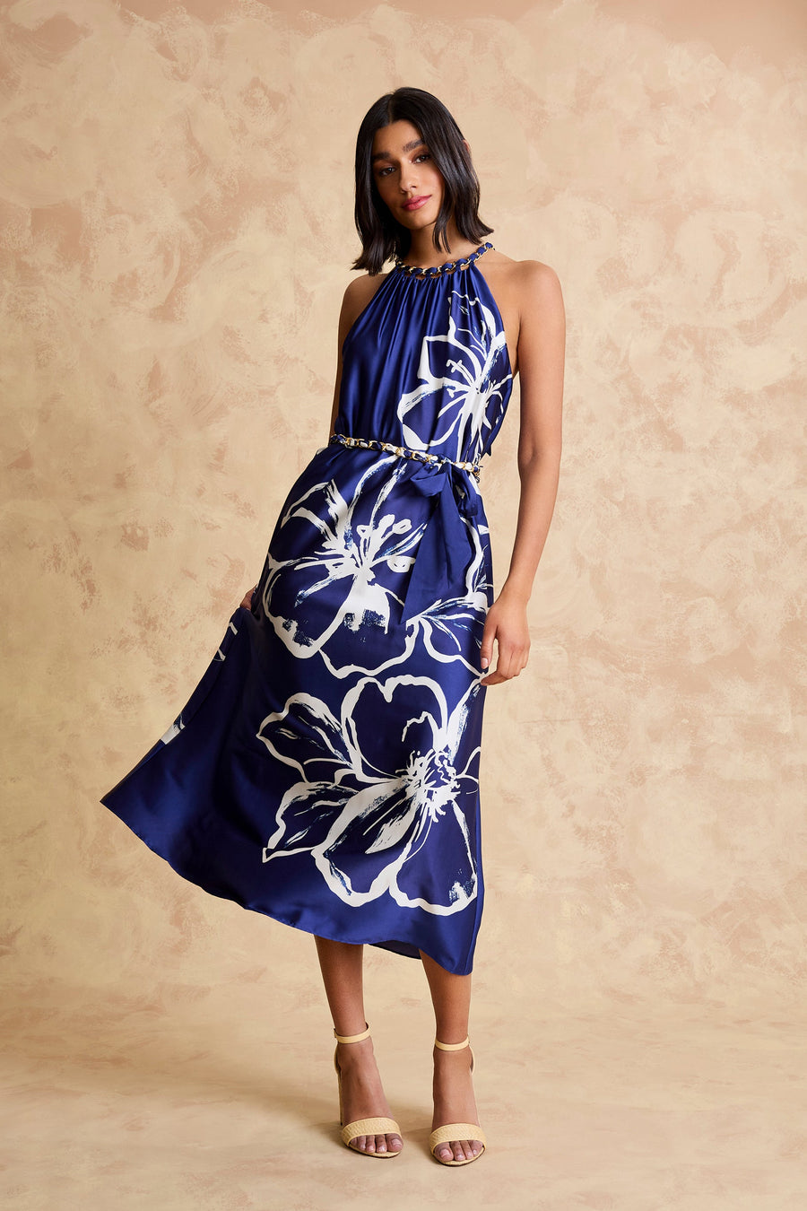 Rhianna Gold Chain Halter Dress