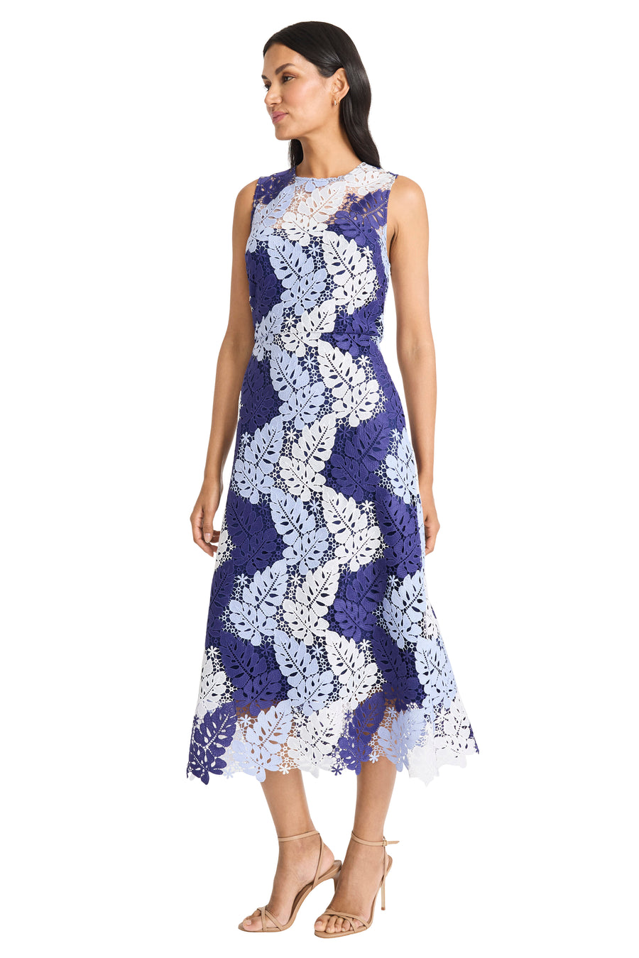 Maggy London Women's Printed Lace Sleeveless Midi Dress - Rose/White - 8 Maggy London Women's Printed Lace Sleeveless Midi Dress - Rose/White - 8