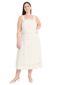 Anika Cotton Topstitch Midi Fit & Flare