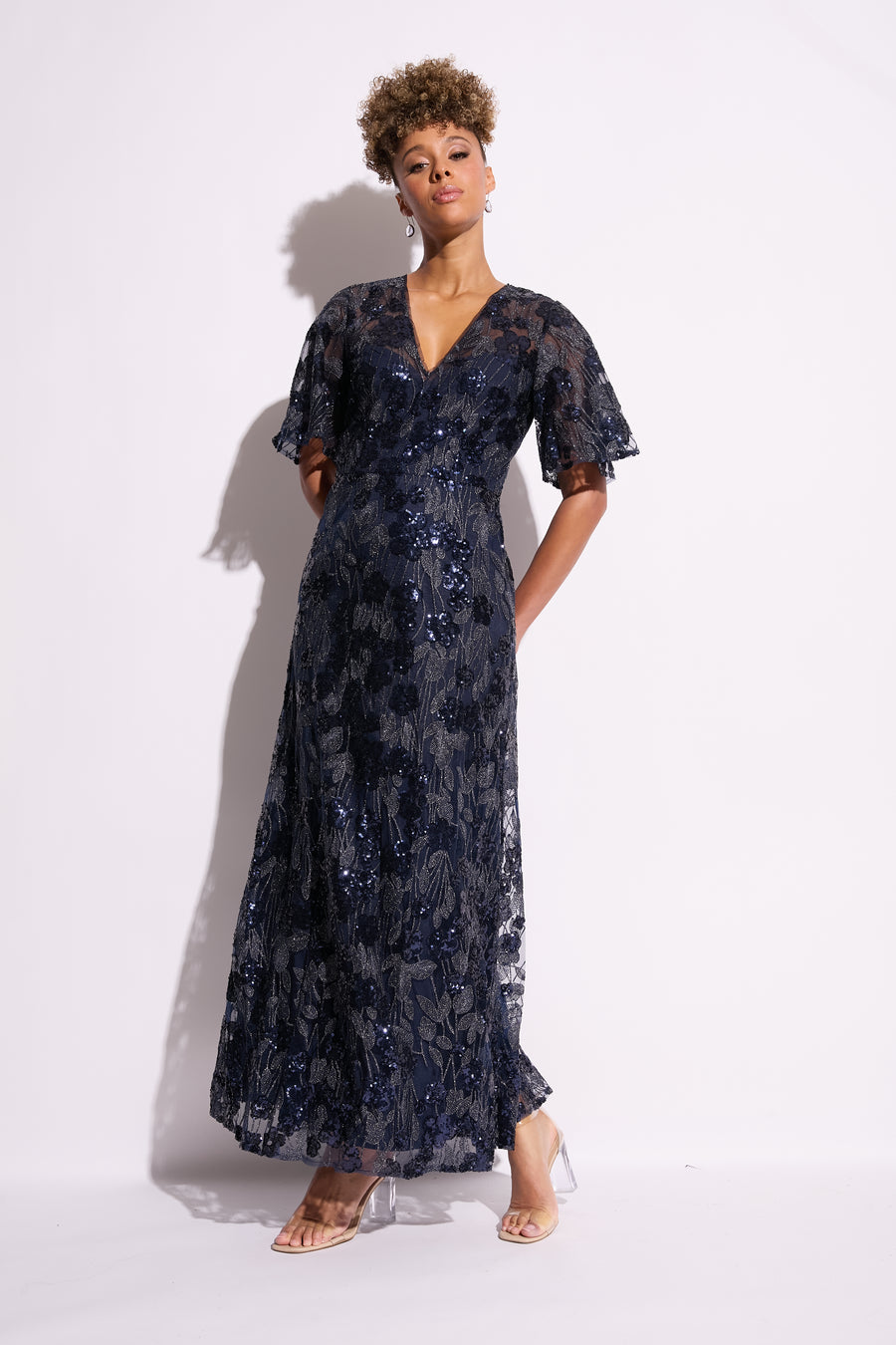 Taissa Embroidered Sequin Lace Gown