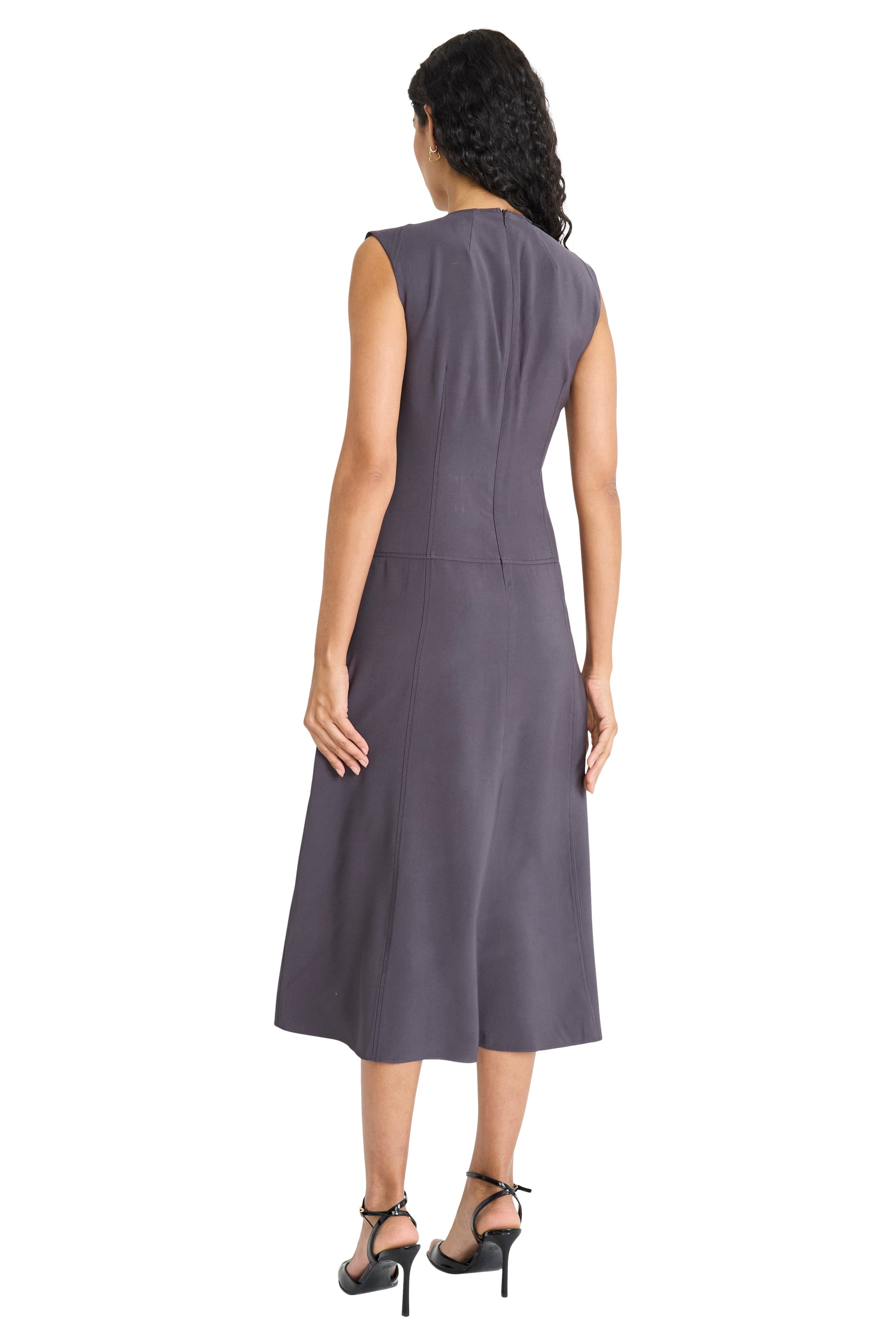 Emelie V-neck Sleeveless Midi Dress A-Line | Maggy London