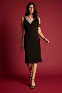 Hope Beaded Neck Short Sleeve Midi