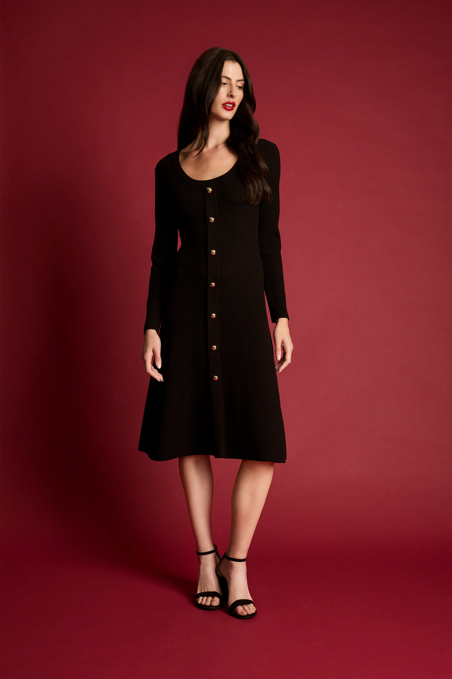 Amal Button Front Sweater Dress