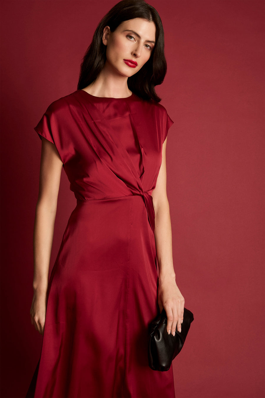 Hartford Cap Sleeve Midi in Solid Fit and Flare | Maggy London TIBETAN RED / Standard / 10 Hartford Cap Sleeve Midi in Solid Fit and Flare | Maggy London TIBETAN RED / Standard / 10