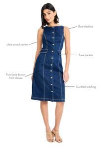 Natalie Stretch Denim Shirt Dress