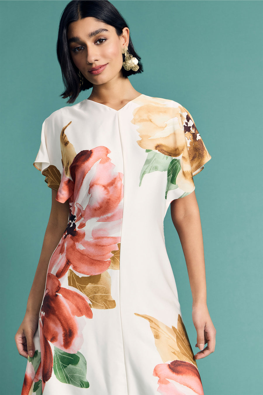 Bree Relaxed Flutter Sleeve Midi Dress