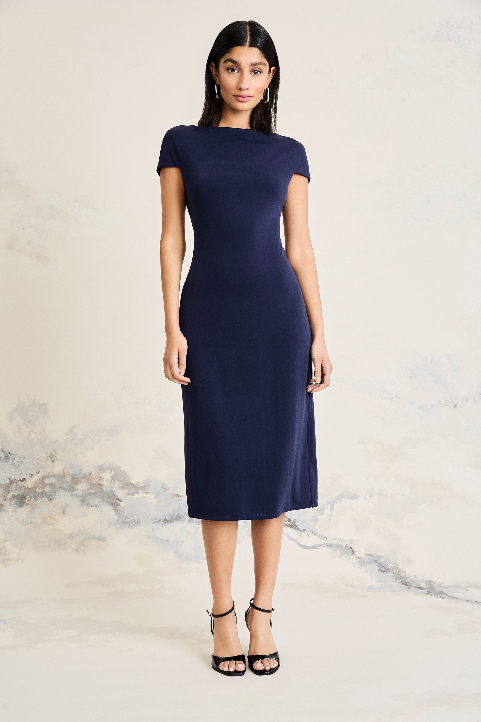 Krista Fitted Midi Dress Sheath Short Sleeve | Maggy London