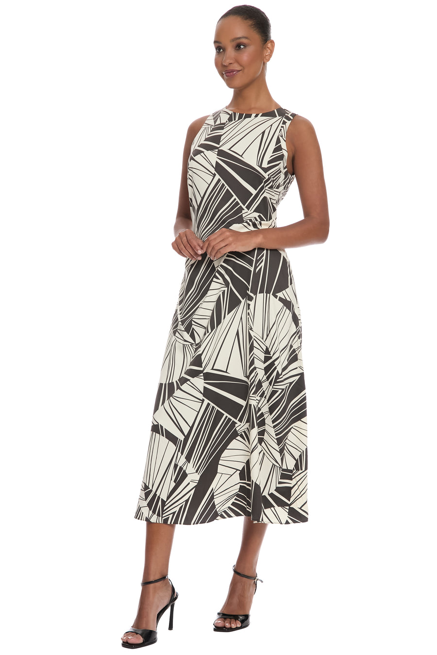 Renatta Sleeveless Midi in Block Ink Geo
