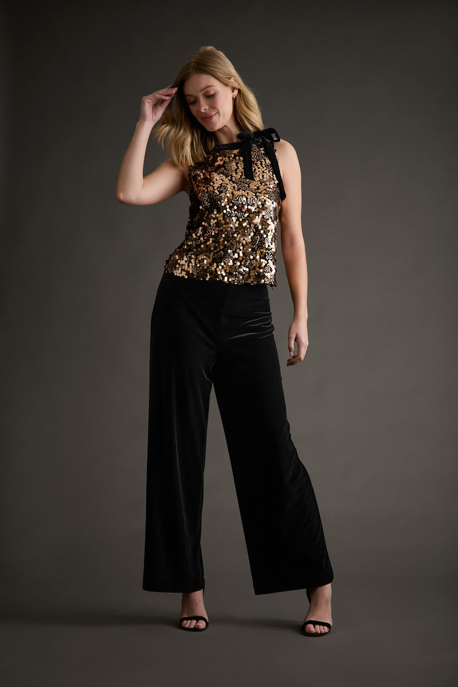 Jamaica Sequin Party Top with Velvet Bow