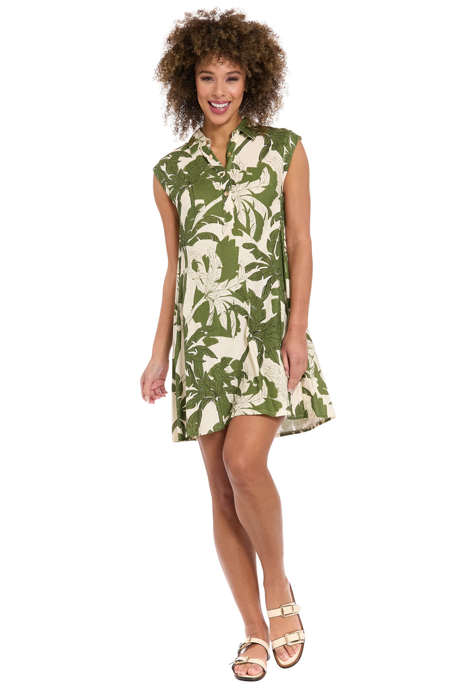 Tessa Collared Sleeveless Linen Dress