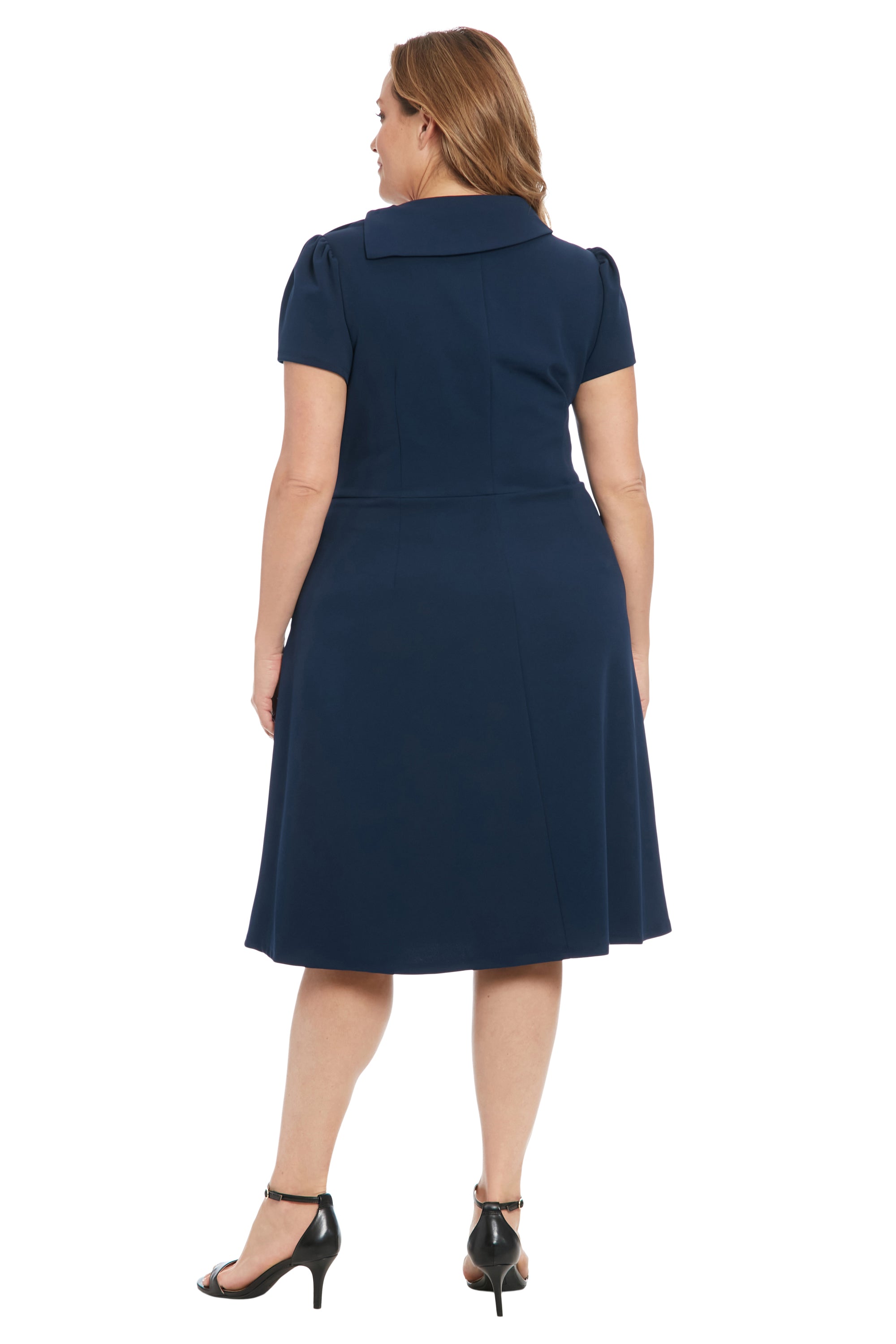 Abby Asymmetrical Collar Fit and Flare Dress | London Times