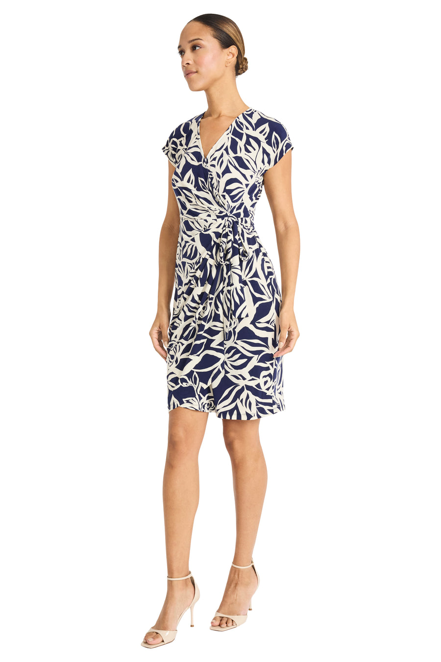 maggy london jersey wrap dress Maggy London Faux Wrap Dress Jersey Size 6 Women Short Fluttery Sleeve