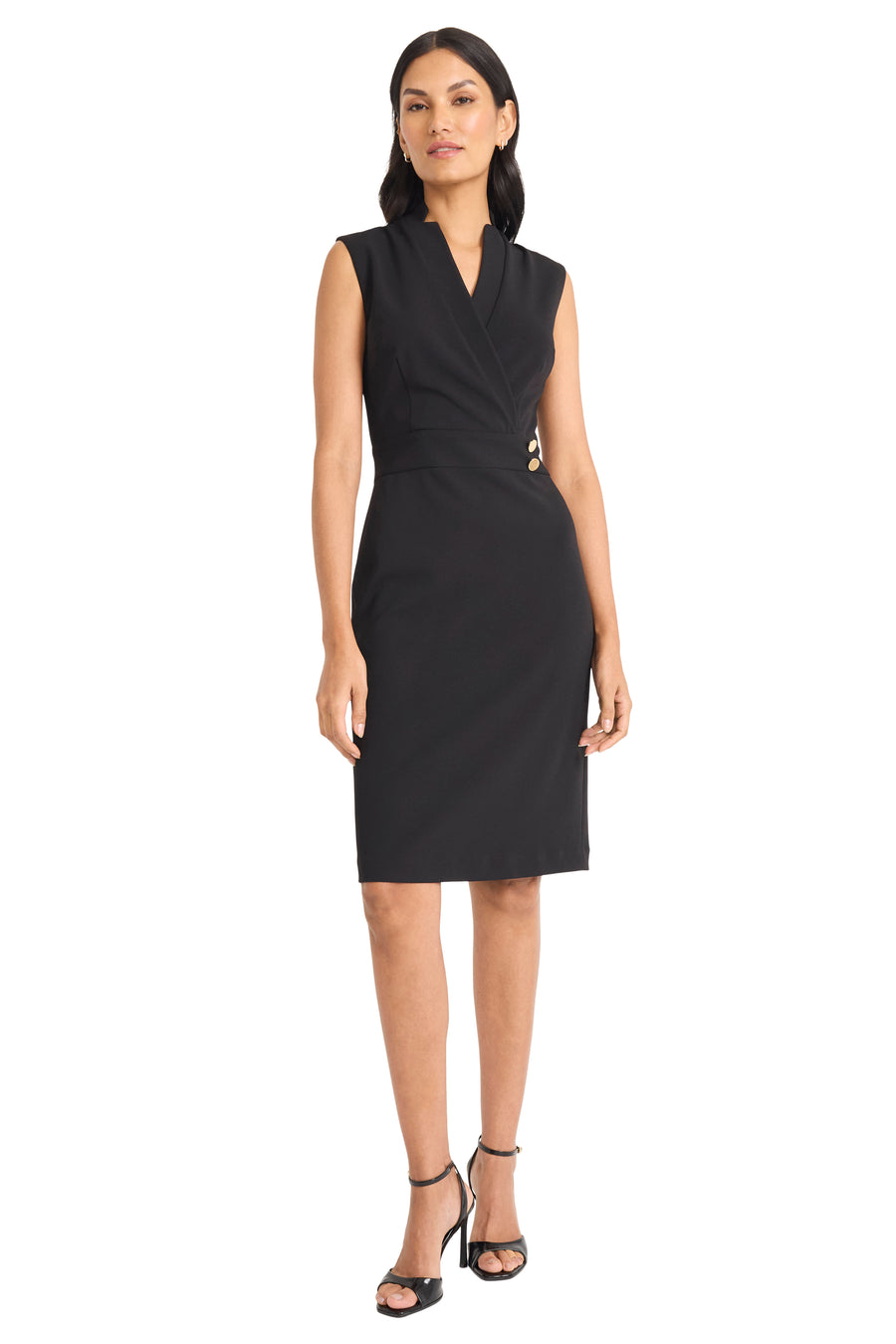 Sabine Sleeveless Tuxedo Dress Sheath Mini | Maggy London Sabine Sleeveless Tuxedo Dress Sheath Mini | Maggy London