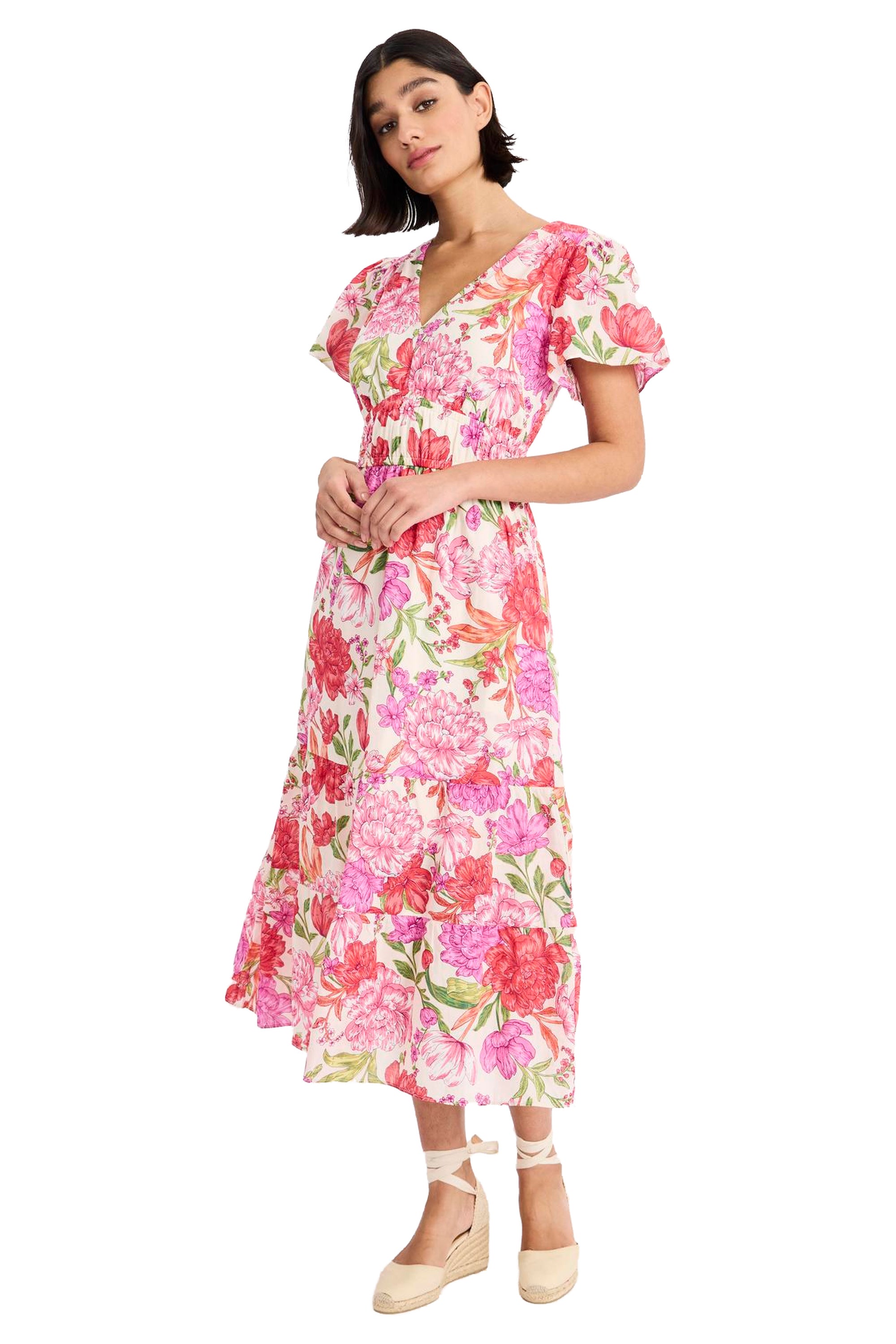 Candiace Cotton Flutter Sleeve Midi Fit and Flare | Maggy London
