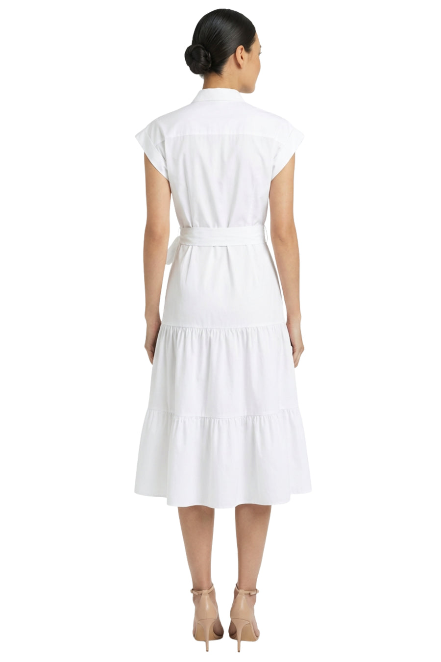 Dorinda Cotton Collared Midi Shirtdress Fit and Flare | Maggy London BRILLIANT White / Standard / 2 Dorinda Cotton Collared Midi Shirtdress Fit and Flare | Maggy London BRILLIANT White / Standard / 2