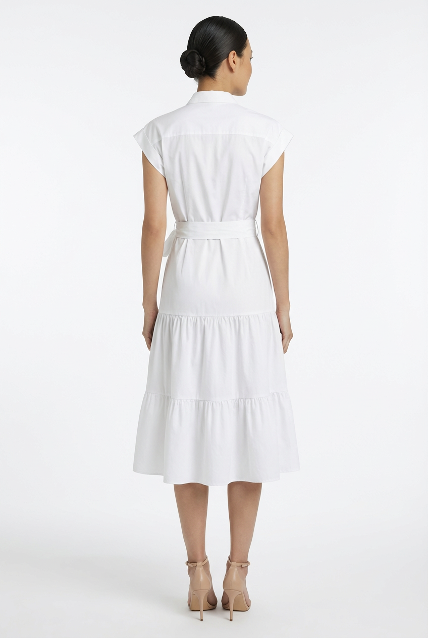 Dorinda Cotton Collared Midi Shirtdress