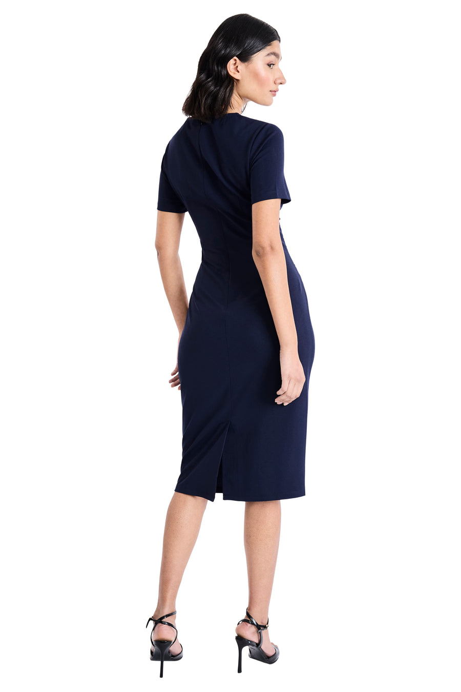 SHORT SLEEVE RUCHED MIDI DRESS Maggy London SHORT SLEEVE RUCHED MIDI DRESS Maggy London