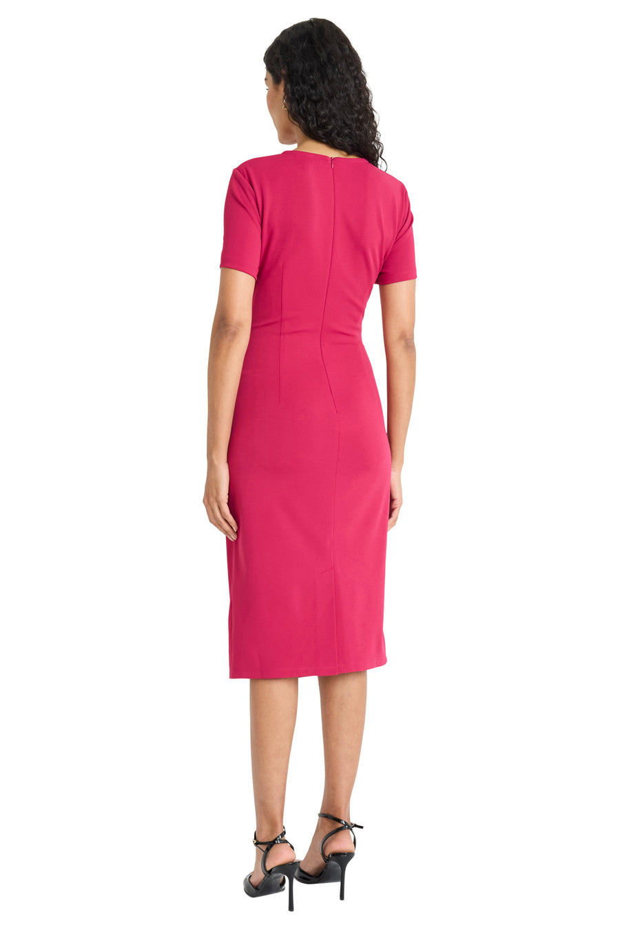 SHORT SLEEVE RUCHED MIDI DRESS Maggy London SHORT SLEEVE RUCHED MIDI DRESS Maggy London