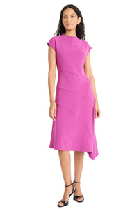 Bronte Asymmetrical Mock Neck Cap Sleeve Midi