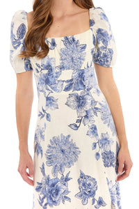 Kristin Short Sleeve in Tropical Toile Linen