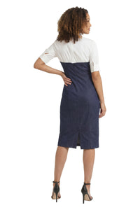 Kendal Elbow Sleeve Denim Collared Sheath
