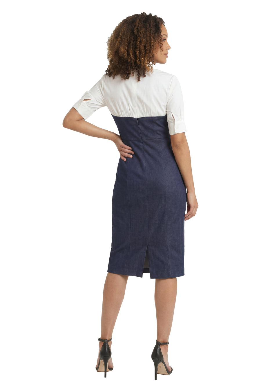 Kendal Elbow Sleeve Denim Collared Sheath
