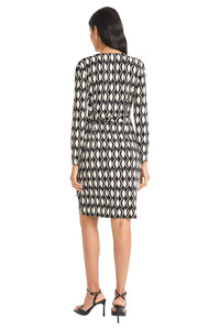 Darcy Wrap in Spectacle Geo Knee-Length Wrap Dress