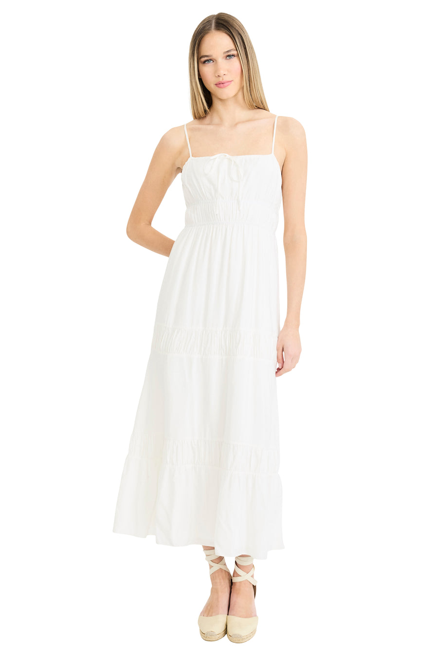 Graham Sleeveless Tiered Midi with Neck Tie
