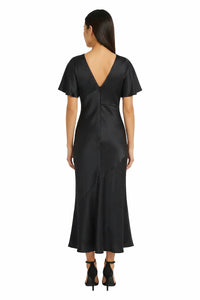 Freyda Satin Flutter Sleeve Maxi Dress