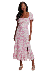 Kristin Short Sleeve in Floral Toile Linen