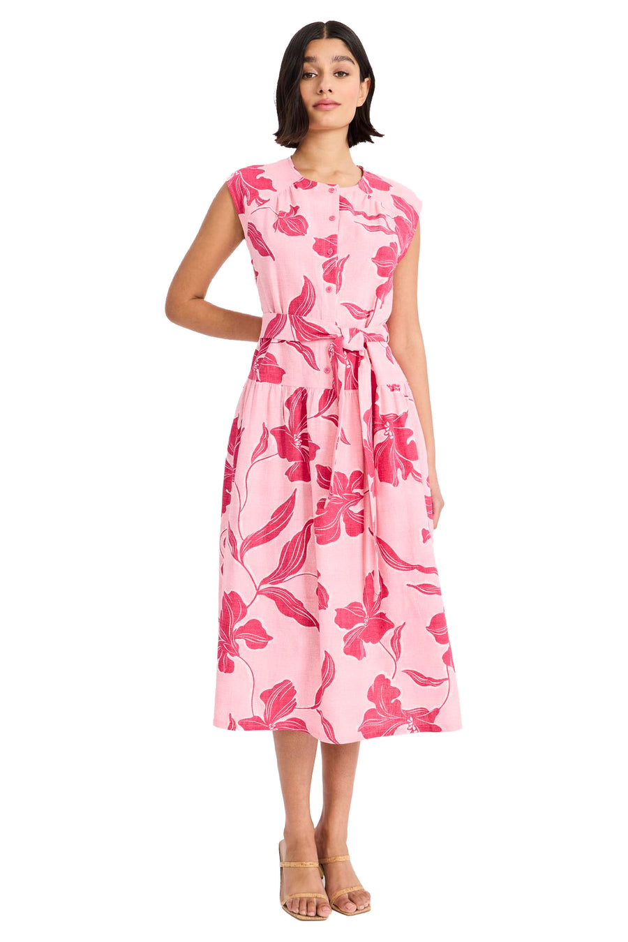 Tonia Linen Sleeveless Shirtdress Midi