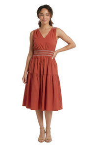 Benita Smocked-Waist Sleeveless Midi